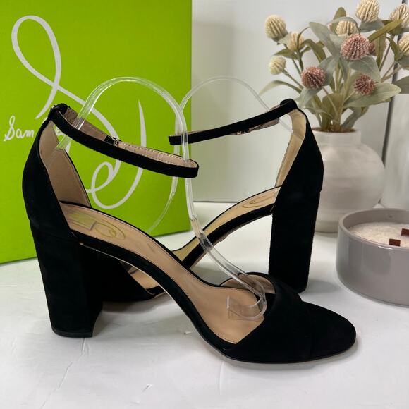 Sam Edelman Robyn Suede Ankle Strap Heel Black I3433L3002 Women 11M Tried On - Picture 7 of 10